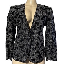 Norton McNaughton ~ Size 6 ~ Black Velvet Glittery Paisley Pattern Blazer