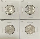 Washington Silver Quarter Lot Of 4- Mixed Dates - 90% -