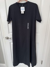 NWT Uniqlo Airism Black T-Shirt Maxi Dress Size M Minimalist Cotton Blend SizeM