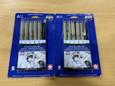 Sakura Pigma Manga-Comic Pro Sketching & Inking Set, 6-Pieces X 2 New Sealed.