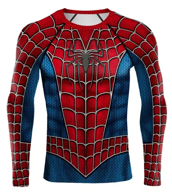 Tuta Compressione Spider-Man Uomo 3D Invernale | Maglia Sportiva Maniche Lunghe