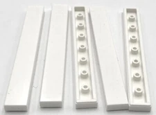 Lego 5 New White Tiles Flat Smooth 1 x 8 Pieces