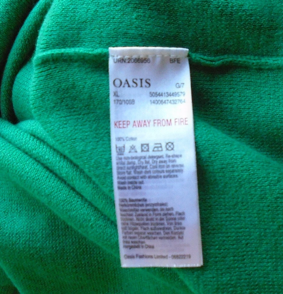 Oasis Flare Cuff Knit Jumper deep green 100% cotton knit sweater Size XL New - Image 3 of 3