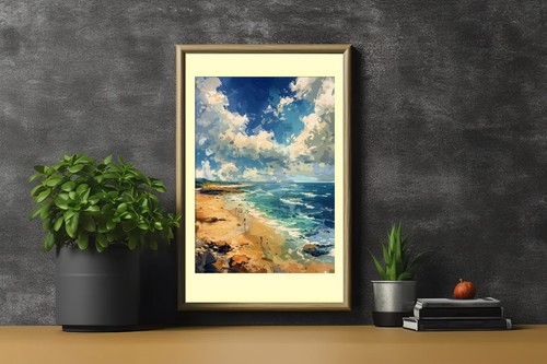 Family Beach Stroll 5"x7" Print on Matte Paper | Bright Coastal Watercolor Art - Picture 7 of 18