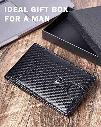 Mens Wallet Slim Minimalist Leather Card Holder Wallets RFID Block Bifold Wallet - Picture 4 of 12