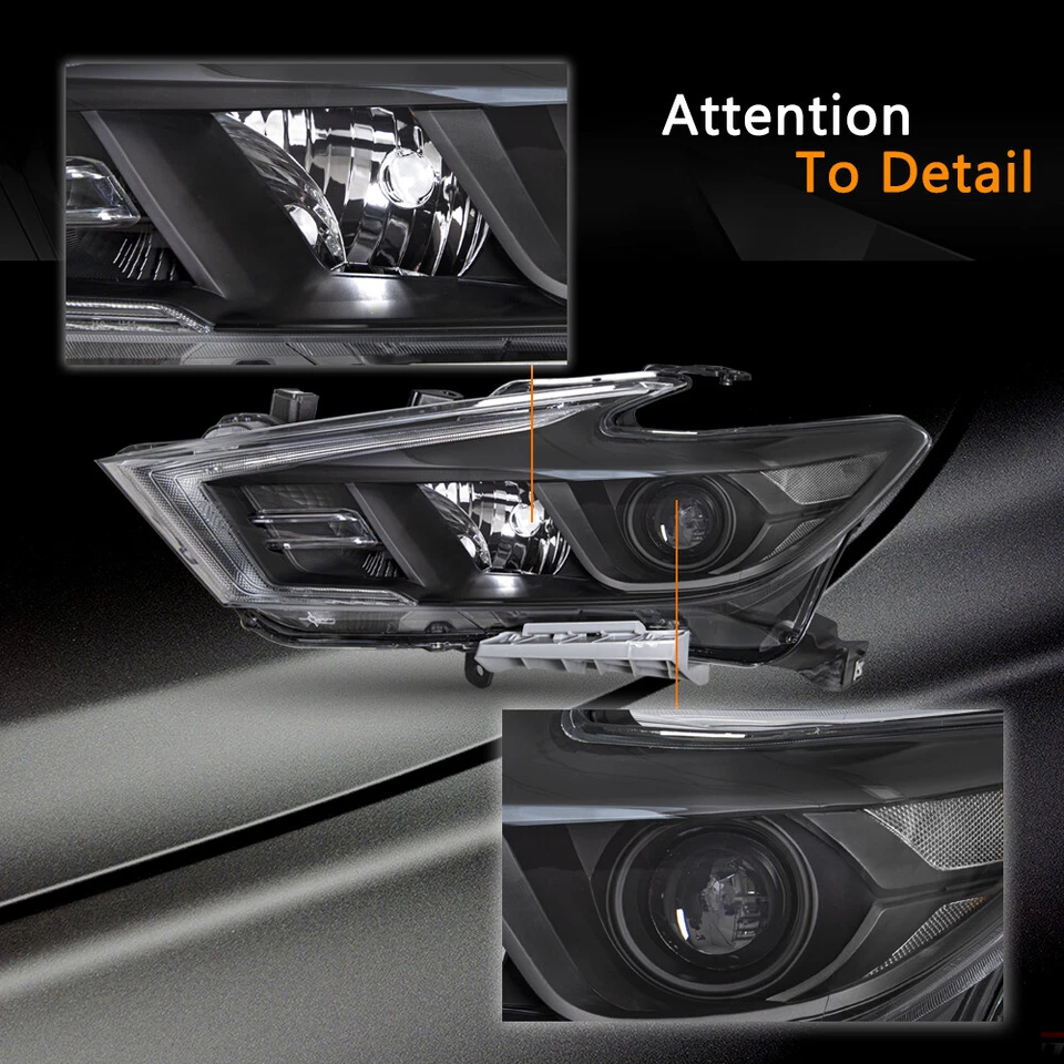 Faros proyectores LED DRL negros para Nissan Máxima S|SL|SV 2016-2018 L+R Foto 4 de 4
