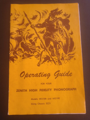 ZENITH High Fidelity Phonograph Operating Guide for Models HFZ18R HFZ19E w/ 5Z21