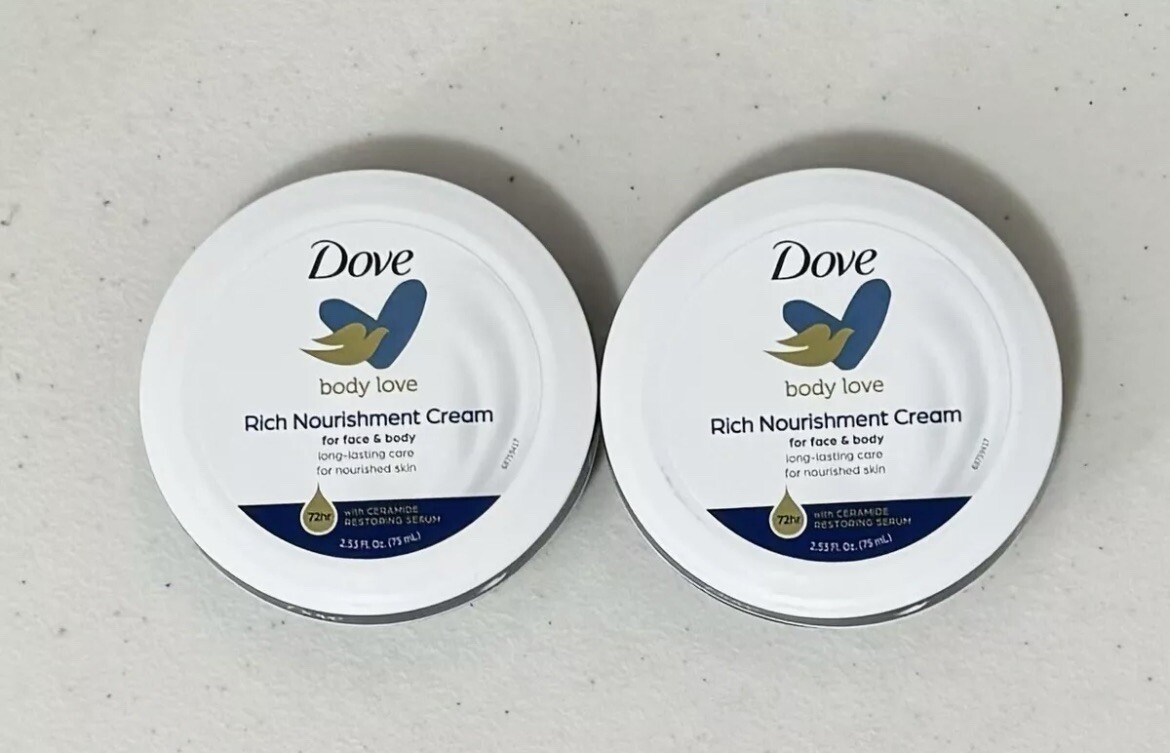SET OF 2 Dove Body Love Intensive Cream Nourishing Care 75ml 2.53 fl oz
