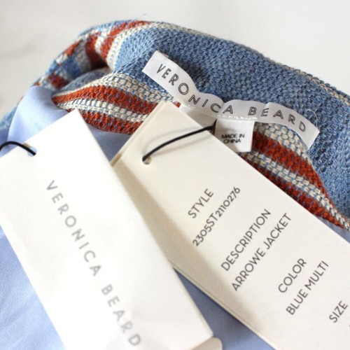 Veronica Beard Arrowe Striped Jacket NEW Multicolor Blue Braided Trim Blazer 16 - Picture 6 of 8