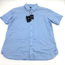 Cremieux Men's Short Sleeve Shirt, Blue, Large