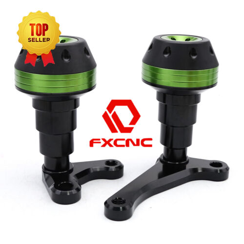 FXCNC CNC Motorcycle Frame Sliders Crash Protector Pads For ZX14R 2006-11 Green - Bild 3 von 11