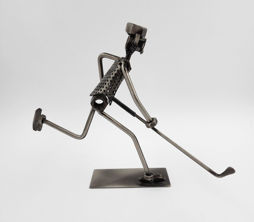 Vintage Metal Hockey Guy Nuts/Bolts Figure Skiing Welded Art - Picture 4 of 6