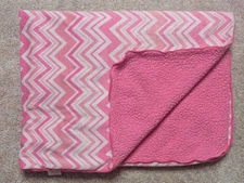 Pink White Chevron Sherpa Security Baby Blanket 29 X 38