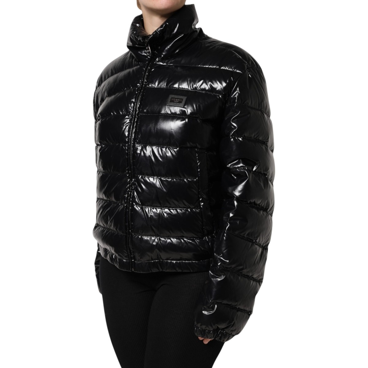 ジャケット・アウター DOLCE&GABBANA puffer jacket black DOLCE & GABBANA Jacket Black Logo Plaque Full Zip Puffer