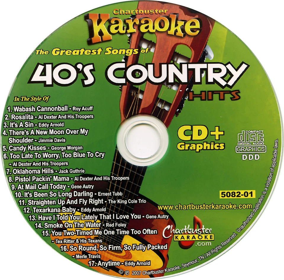 40's Country Karaoke CDG 5082 Eddy Arnold-Tex Ritter-Bob Wills-Ernest Tubb-NEW - Image 3 of 4
