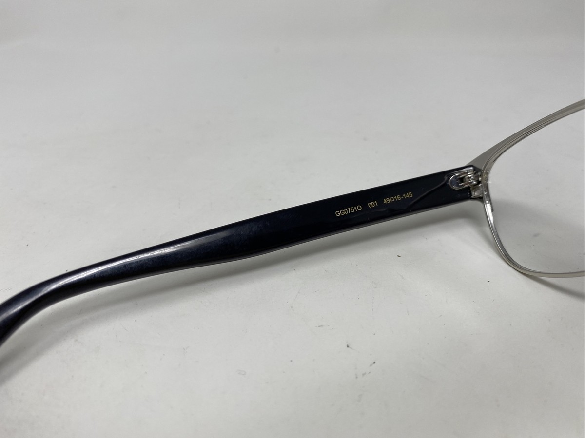 メガネ Gucci GG0751O 001 Retro Black Silver Eyeglasses グッチ GUCCI GUCCI メガネ GG0751O スクエア型 GGロゴ （001