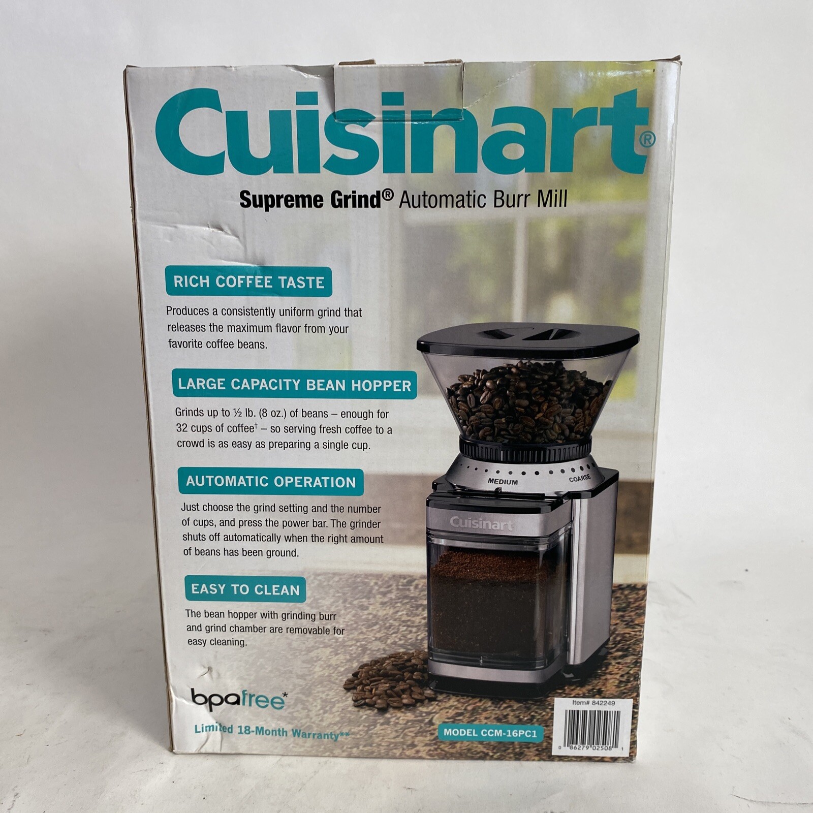CUISINART SUPREME GRINDER AUTOMATIC BURR MILL NEW CCM16PC1 eBay