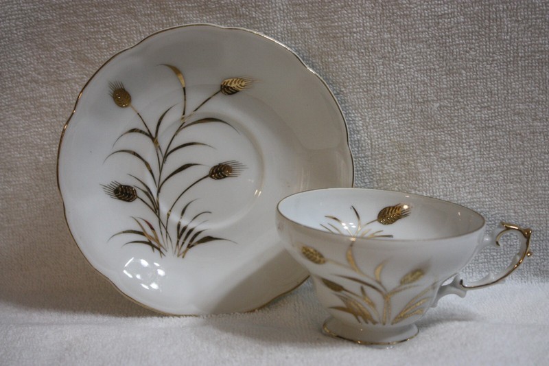 Vintage Lefton China Gold Wheat Teacup & Saucer