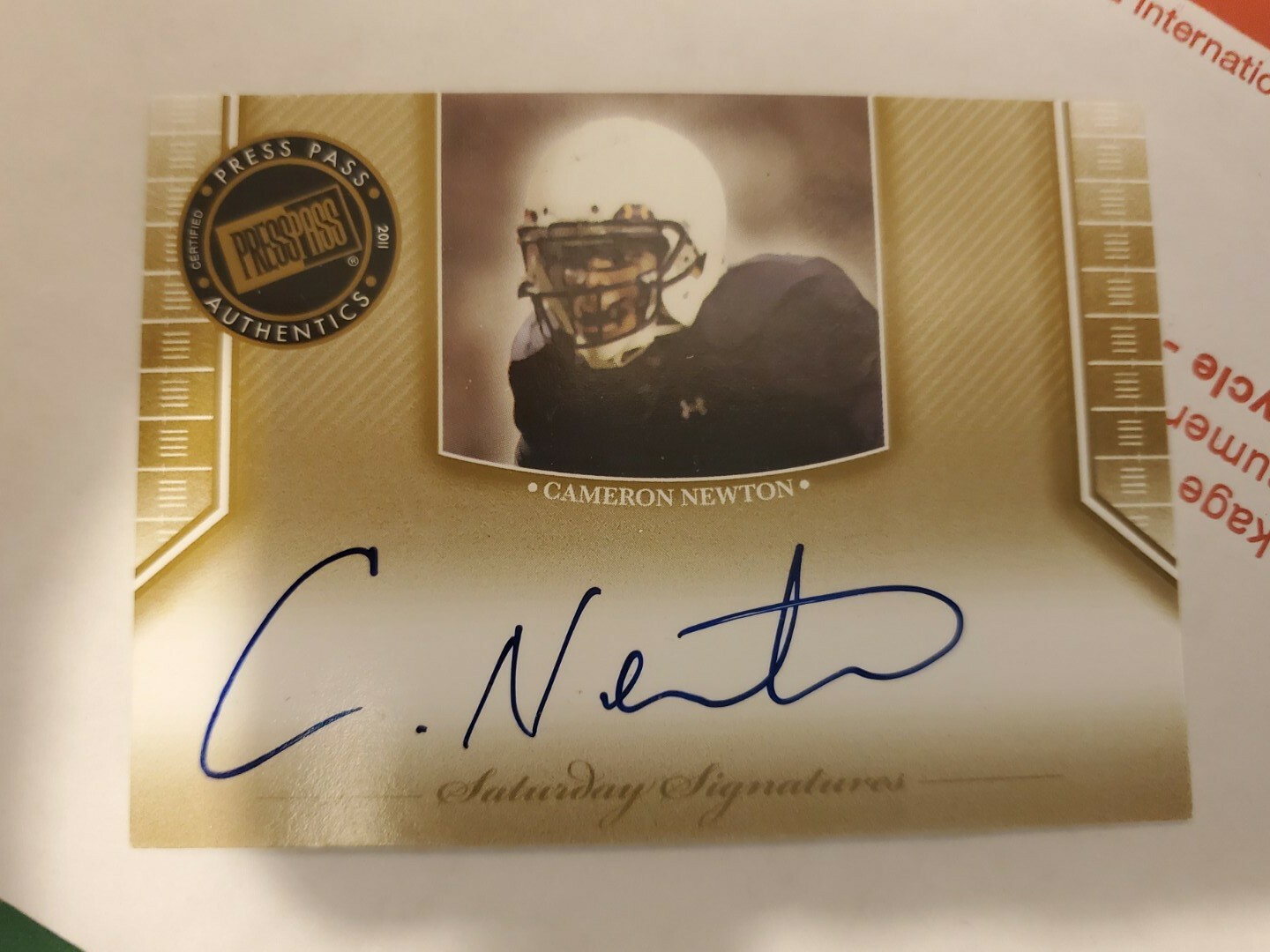 Cam Newton Autographed Signed Carolina Panthers 2011 Press Pass Legends Saturday s Rookie Patriots 