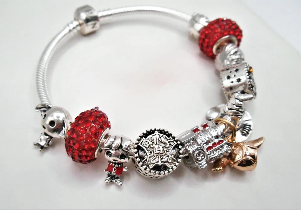 PANDORA PLATA ENCANTO PULSERA CASTILLO TREN BRUJA MAGO SOMBRERO ORO SOPLÓN DIJES Foto 3 de 4