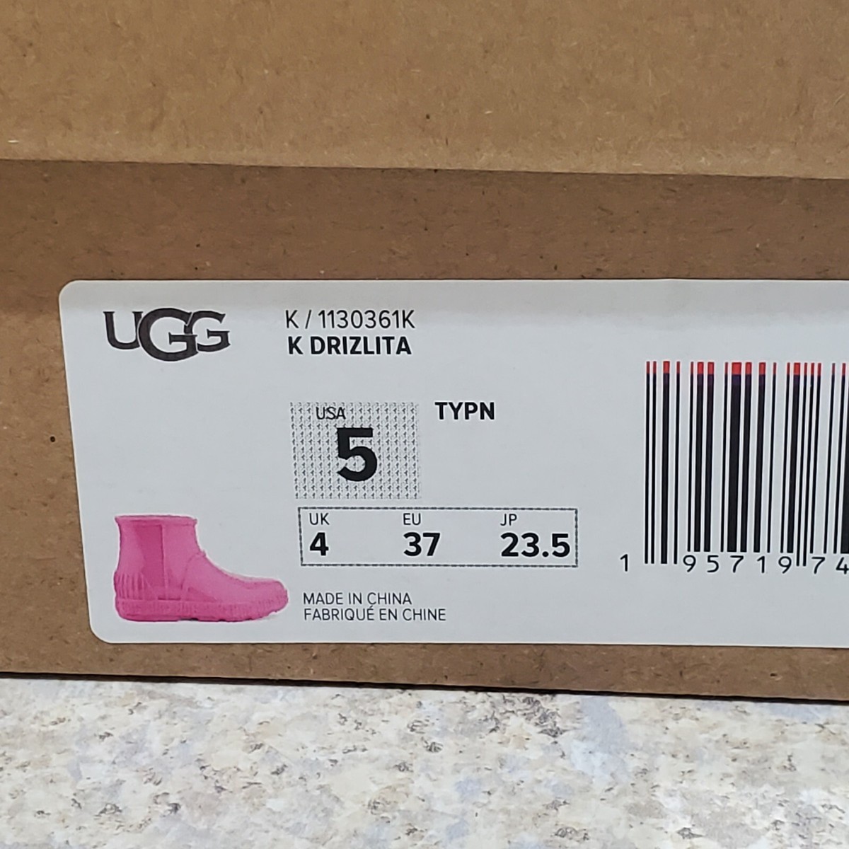 ゆき NEW KIDS GIRLS 5 TAFFY PINK UGG DRIZLITA TPE RAIN SNOW BOOTS