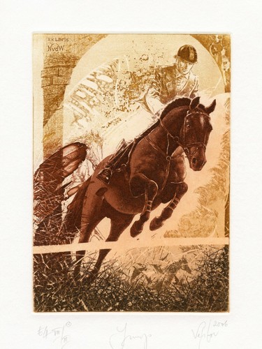 Horse Racing, Limited edition Art Print Etching Ex libris by Peter Velikov - 第 1/2 張圖片