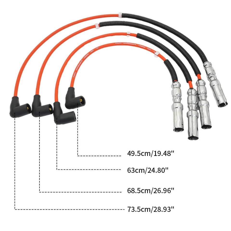 Nuevo juego de 4 cables de bujía para Beetle Jetta Golf GTI City 2007-2010 06A998031 Foto 4 de 4