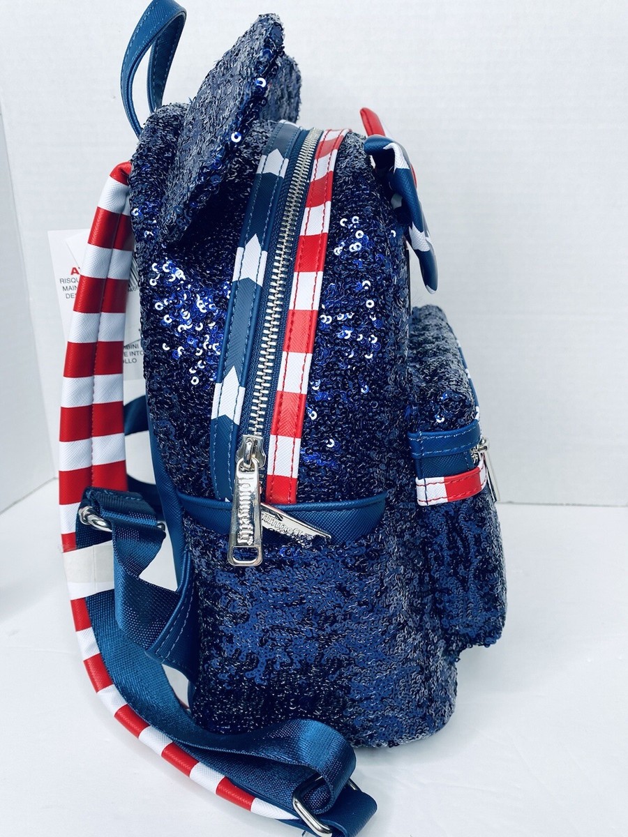 Loungefly Disney Parks Minnie Mouse Sequin Stars and Stripes Backpack NWT Loungefly Minnie Mouse Americana Stars & Stripes Sequin  main image 3