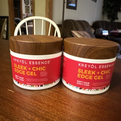 Kreyol Essence Sleek + Chic Edge Gel Haitian Moringa, Coconut ,Papaya 4oz LOT 2