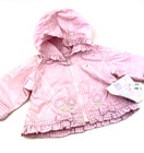 Baby Girl Jacket Coat Size 3-6m Pink Hooded Zipper Flowers Embroidered Children