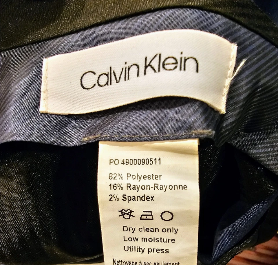 Calvin Klein Dress Pants 44W/29L, Slate Blue Sharkskin, Slim Fit, Suit Separates - Image 2 of 4