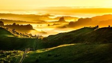 Landscape nature clouds hills new zealand grass field Custom Gaming Mat Desk