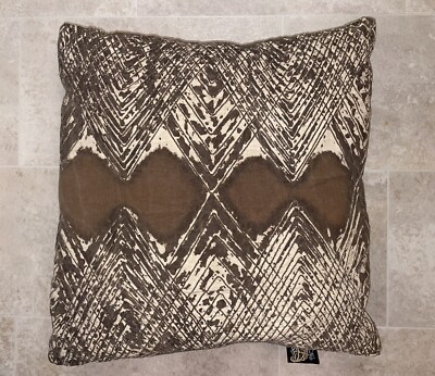 DEVI DESIGNS Cream Brown Textured 100% Cotton Throw Pillow 18x18 