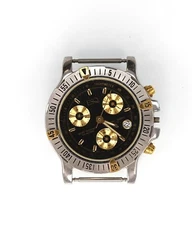 ESQ Men Watch Swiss Silver Gold Stainless St 100m Chrono Date NON-WORKING