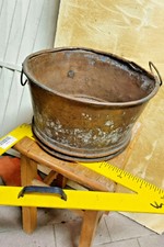 ANTICO  secchio  brentel  IN RAME trentino DEL 1900 lavorato con bordo e manici