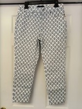 NEW Talbots Simply Flattering Collection Navy/ White Paisley Jegging Crop Size 8