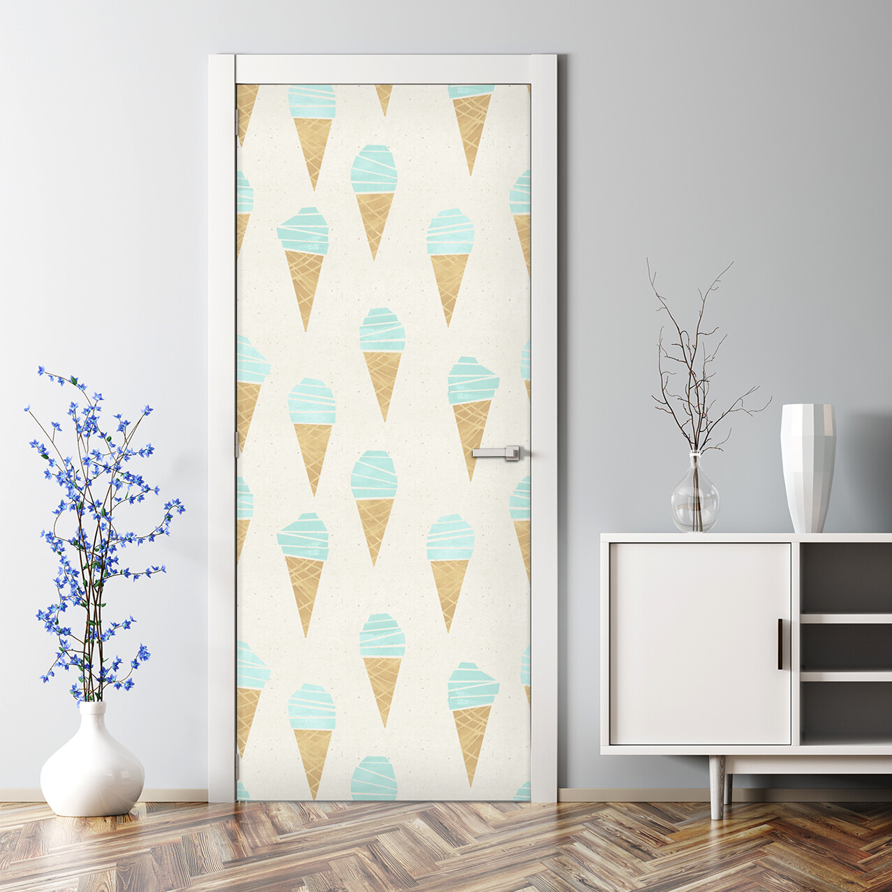 Ice Cream Cone Bubble Free Door sticker Self Adhesive Nursery Decal Decal