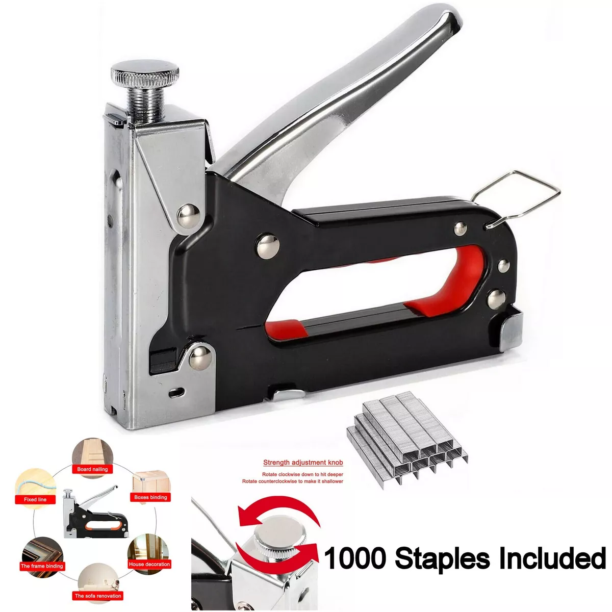 Powerful Heavy Duty Tacker Staple Gun Wood Craft Upholstery Stapler +1000  Staple