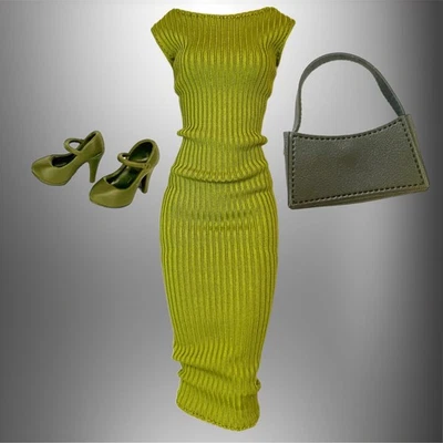 Eledoll Fashion Pack Clothes for 12 inch Fashion Doll Green Dress JADE Set