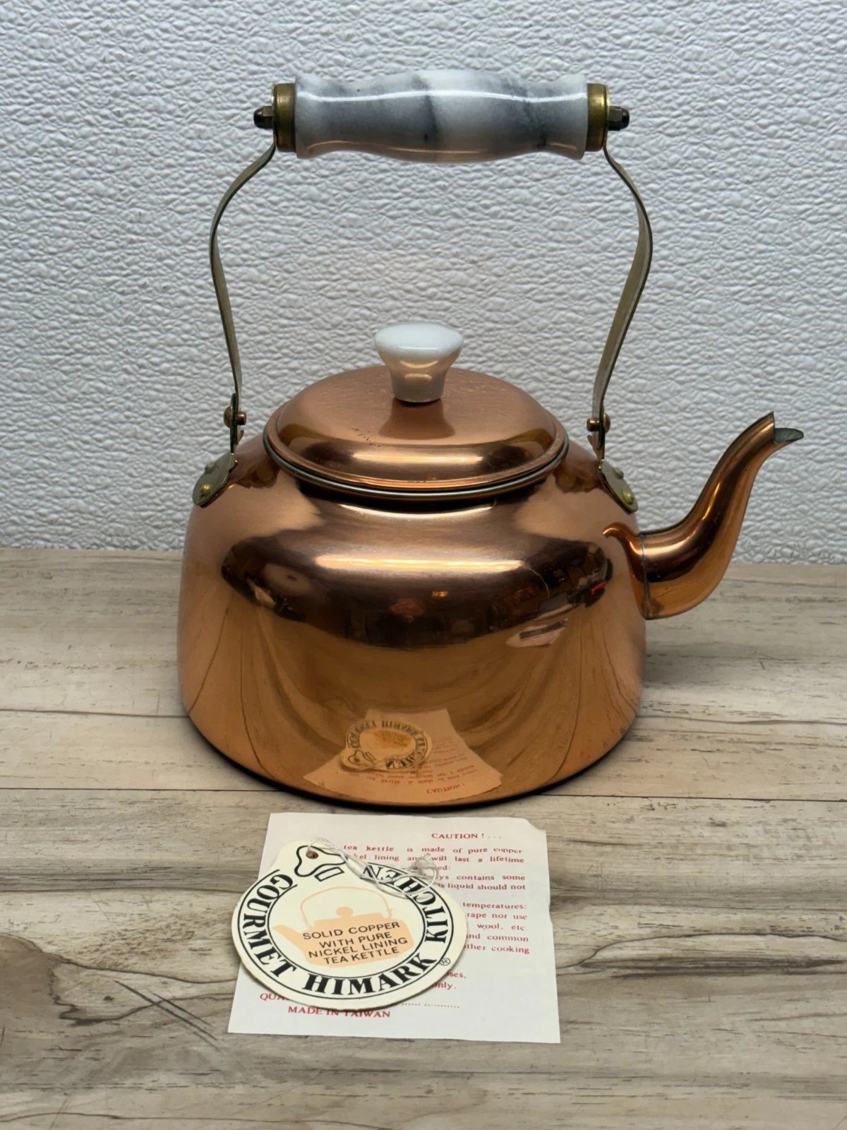 Gourmet Himark Kitchen Solid Copper Tea Kettle With Marble Handle 1,250ml