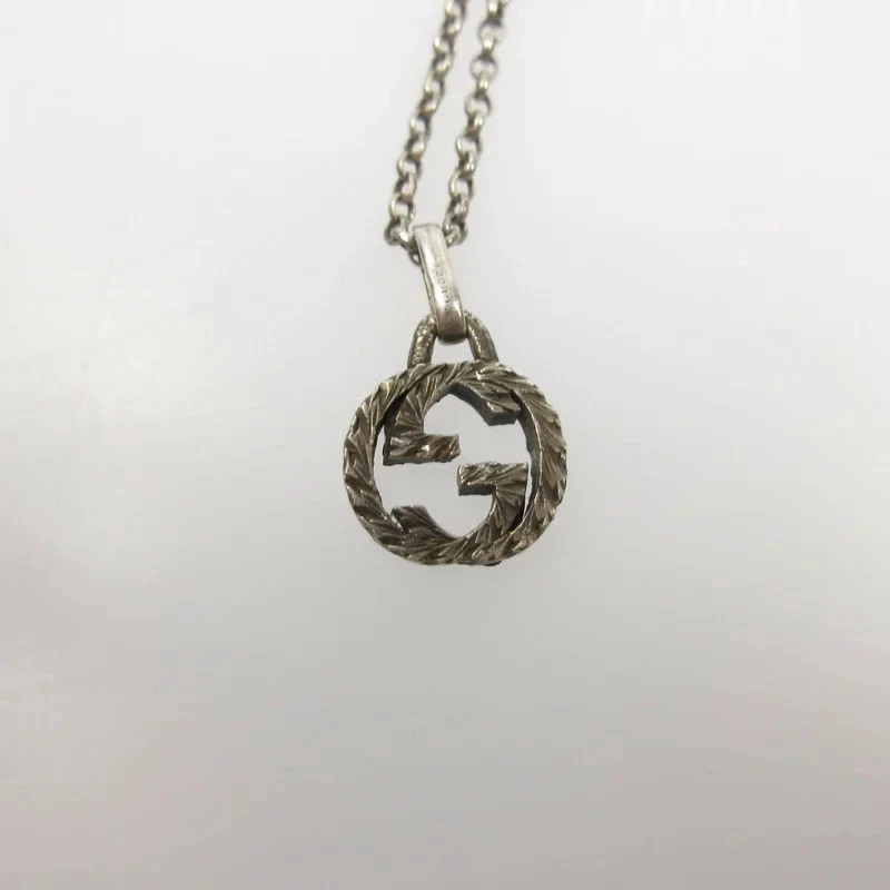 GUCCI Interlocking G Necklace 455535 Silver Pendant Unisex Authentic Pre-Owned - Image 3 of 4
