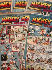 Lotto di (5) fumetti settimanali di Topolino 1936-40 Walt Disney giornale d'epoca