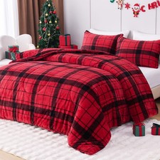 Christmas Fluffy Queen Size Comforter Set, Luxury Faux Fur Comforter, Ultra S...