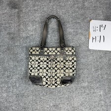 Coach Signature Tote Bag Black Tan Canvas Leather 14x11 Wallet Set Black and
