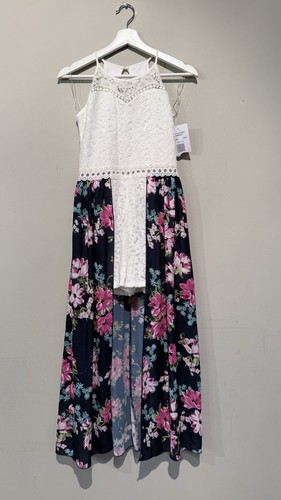 NWT RARE EDITIONS ROMPER DRESS GIRLS High-Low Floral Summer Special Occasion 16 - Picture 2 of 10