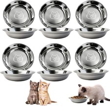 6Pcs Cat Bowls Stainless Steel Cat Bowl, Whisker Fatigue Cat-Food Bowl Metal Ca