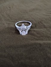Pear Shape Engagement Ring With Trillion Accents, 14k White Gold