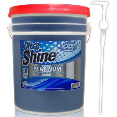 Ultra Shine  3X Platinum  Dishwashing Liquid - Grease Remover, 5 Gallon, Blue