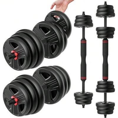 20LB Total Adjustable Dumbbell Barbell Set 3-in-1 Home Gym Weights (10LB Pair)
