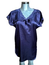Vintage Victoria s Secret Gold Label Nightgown Satin Lace-Trim Nightshirt Small